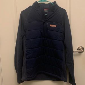 Vineyard Vines Men’s Shep Shirt Medium Navy blue Quilted Puffer 1/4 Zip Sweater